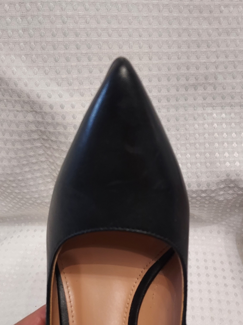 Vince Camuto Black Leather Pointed-Toe Block Heel Pumps 8.5 - Picture 7 of 8